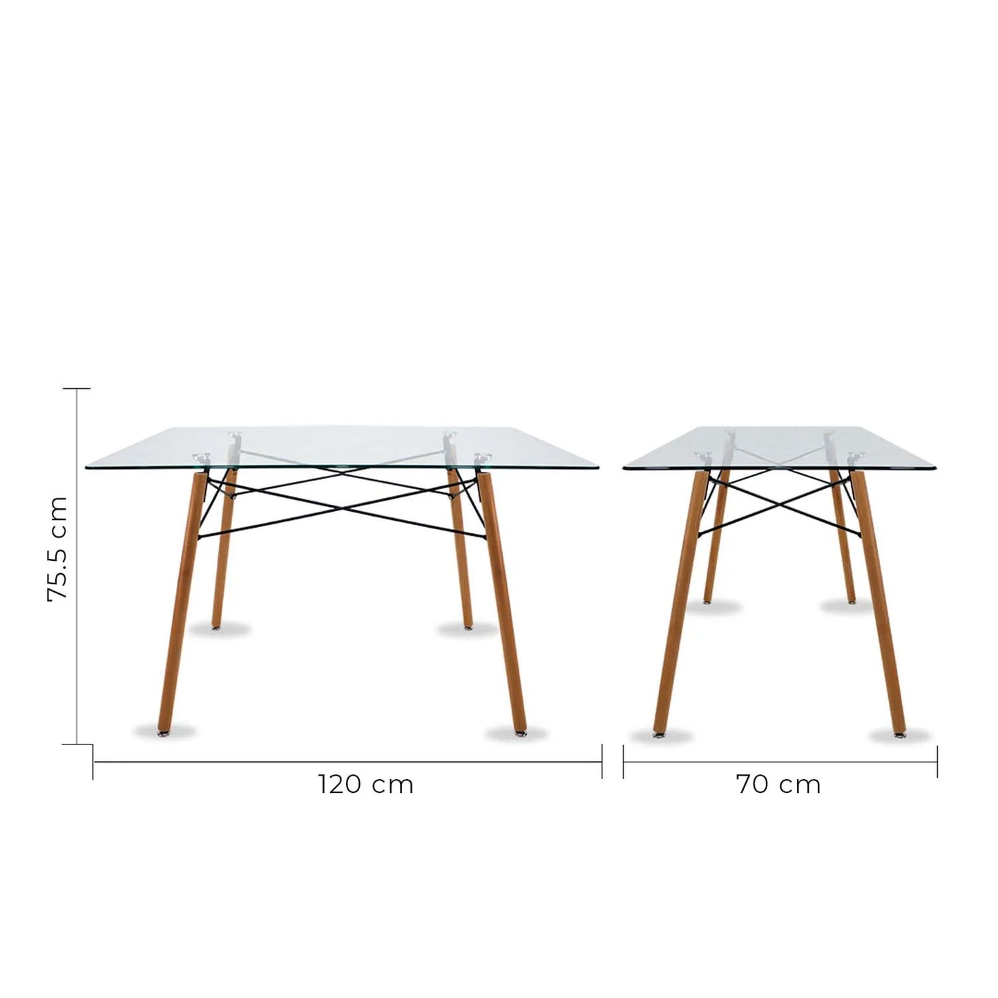 Comedor Frankfurt Mesa Eames de Cristal 1.20m