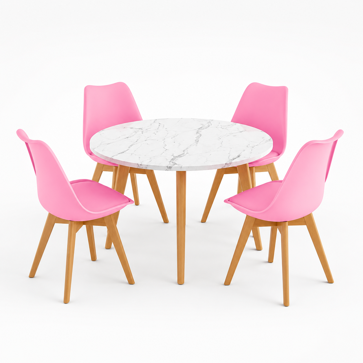 Comedor para 4 Personas Frankfurt Mesa Tipo Mármol Blanco
