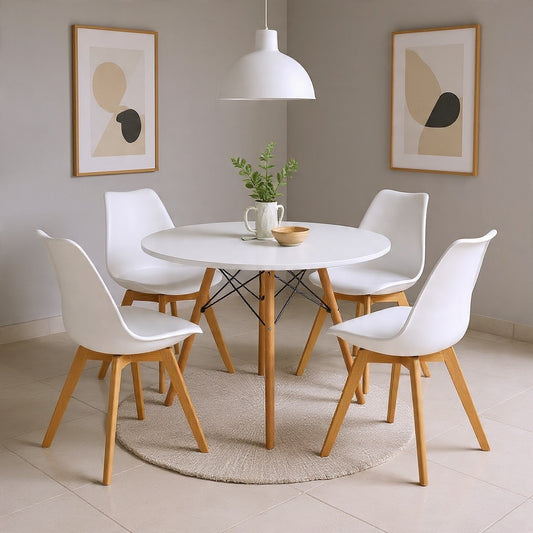 Comedor Frankfurt con Mesa Eames 0.80m Blanco