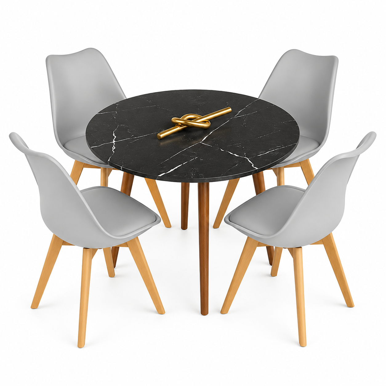 Comedor para 4 Personas Frankfurt Mesa Tipo Mármol Negro