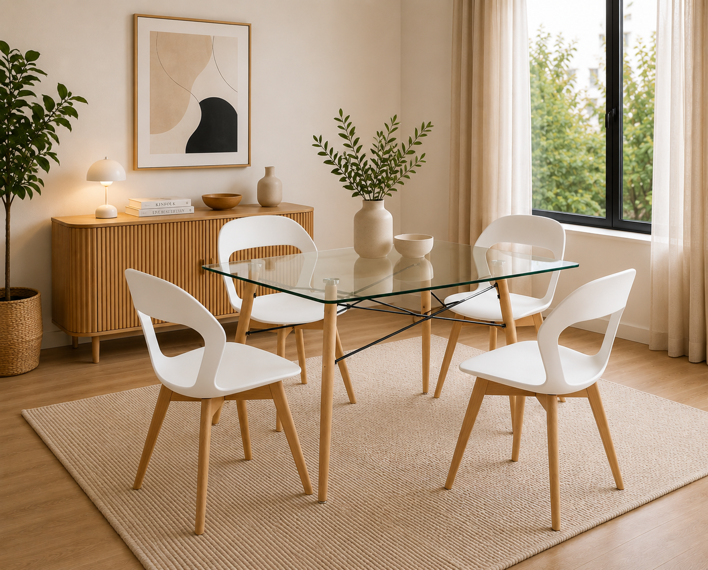 Comedor 4 Personas Moura+ Eames Cristal Rectangular