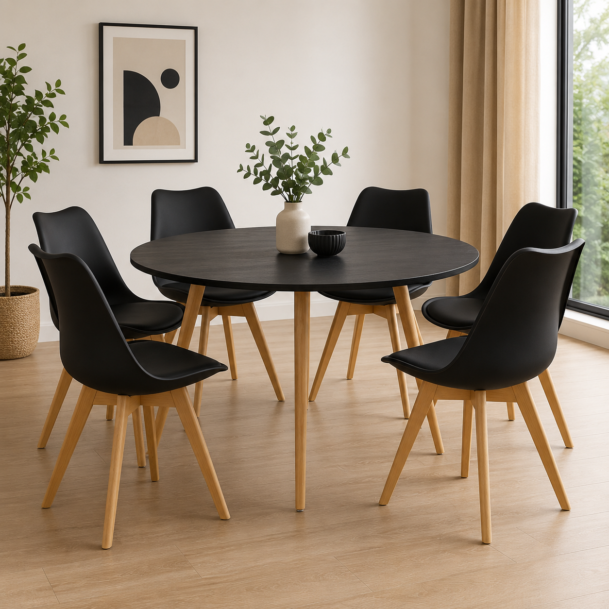 Comedor para 6 Personas Frankfurt Mesa Color Negro