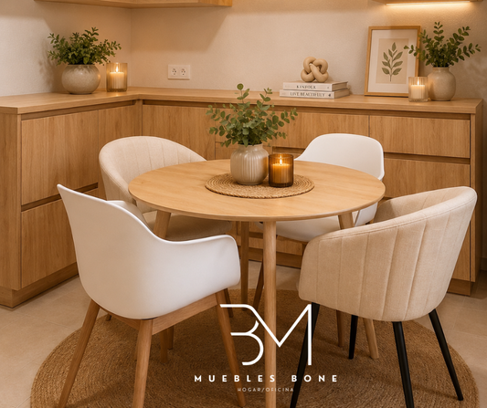 Comedor Madeiras 4 Personas Circular 2 Isolla y 2 Burgos