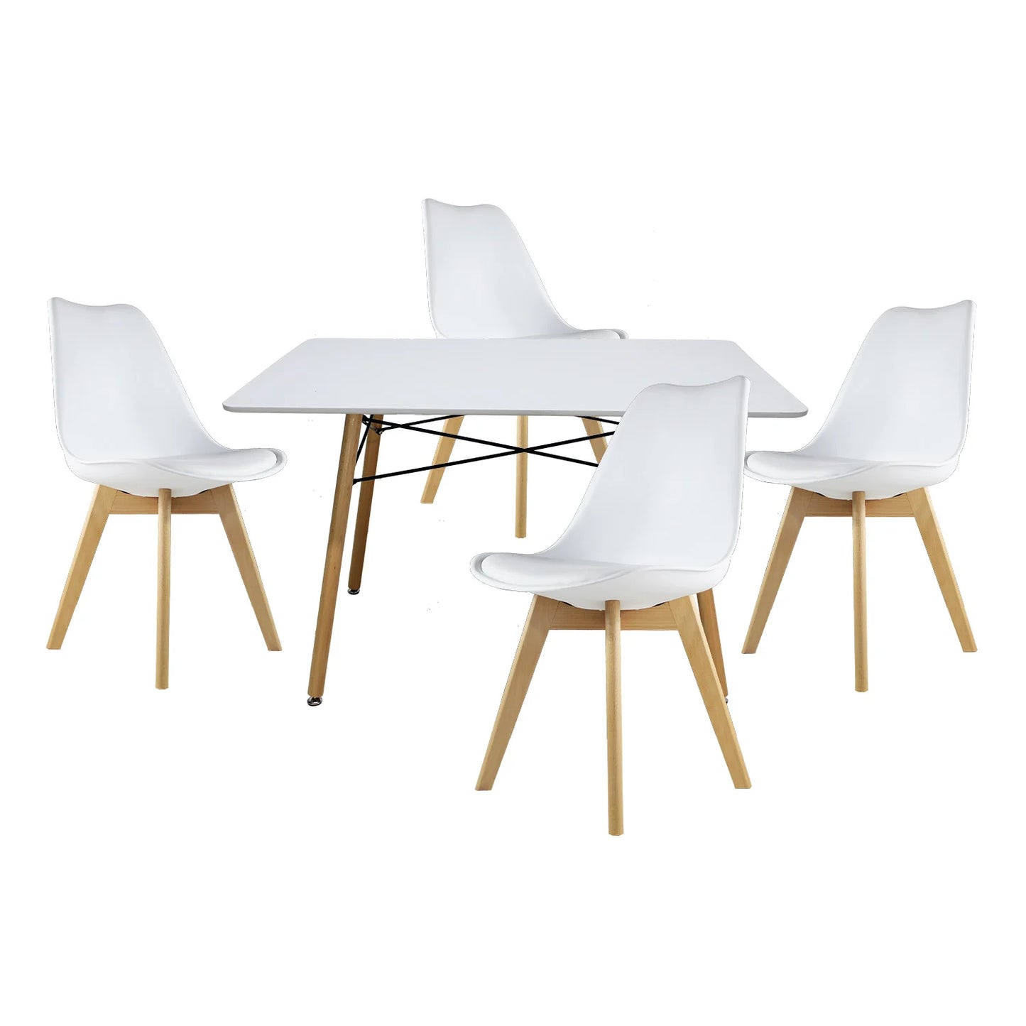 Comedor Frankfurt con Mesa Eames Rectangular 1.20m Blanco