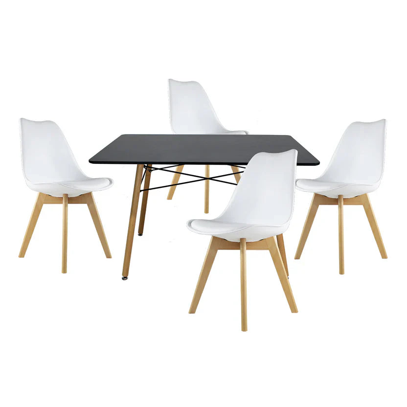 Comedor Frankfurt con Mesa Eames Rectangular 1.20m Negro