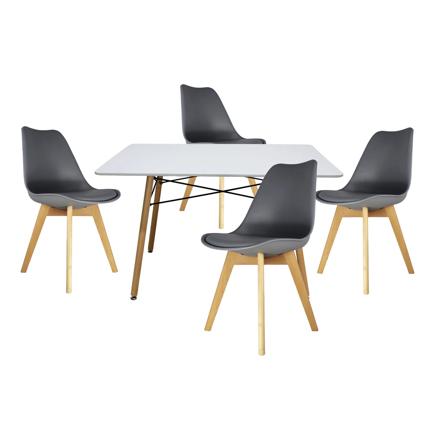 Comedor Frankfurt con Mesa Eames Rectangular 1.20m Blanco
