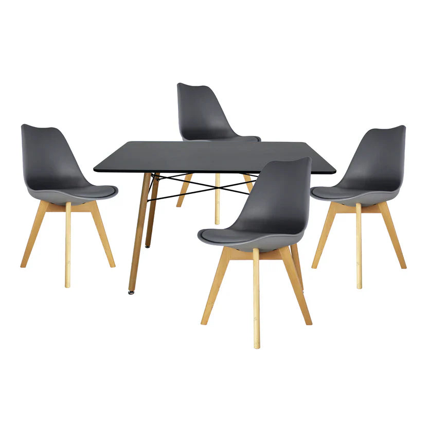 Comedor Frankfurt con Mesa Eames Rectangular 1.20m Negro