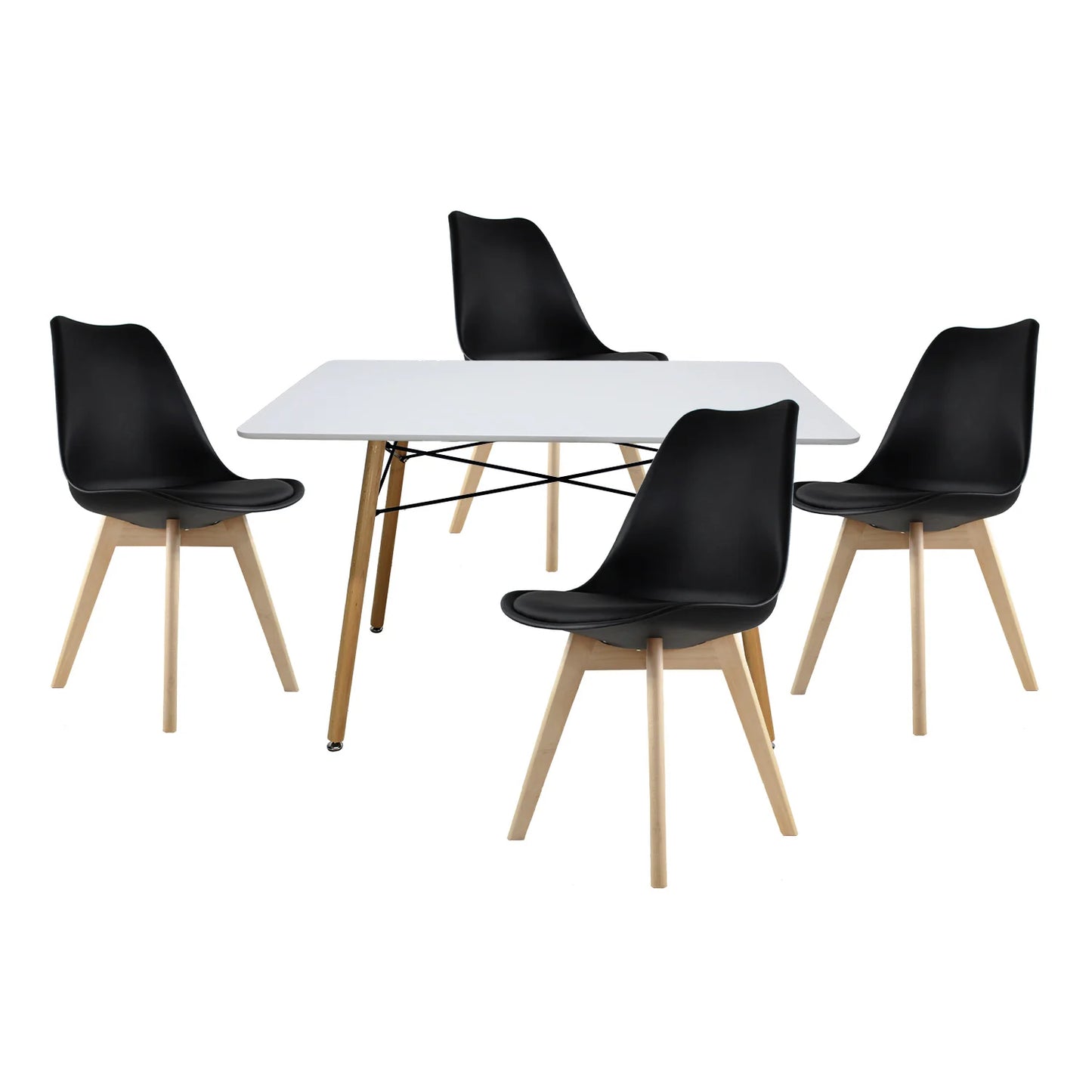 Comedor Frankfurt con Mesa Eames Rectangular 1.20m Blanco