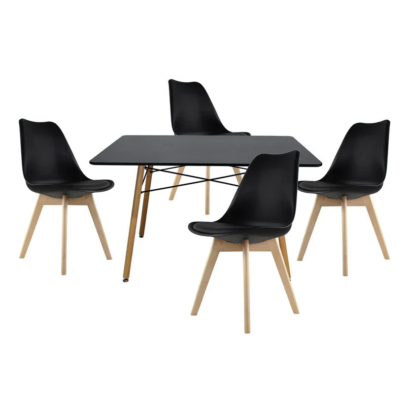 Comedor Frankfurt con Mesa Eames Rectangular 1.20m Negro