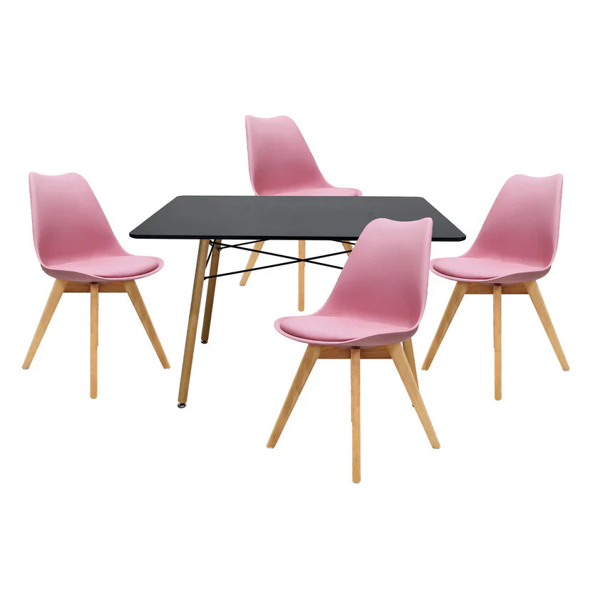 Comedor Frankfurt con Mesa Eames Rectangular 1.20m Negro