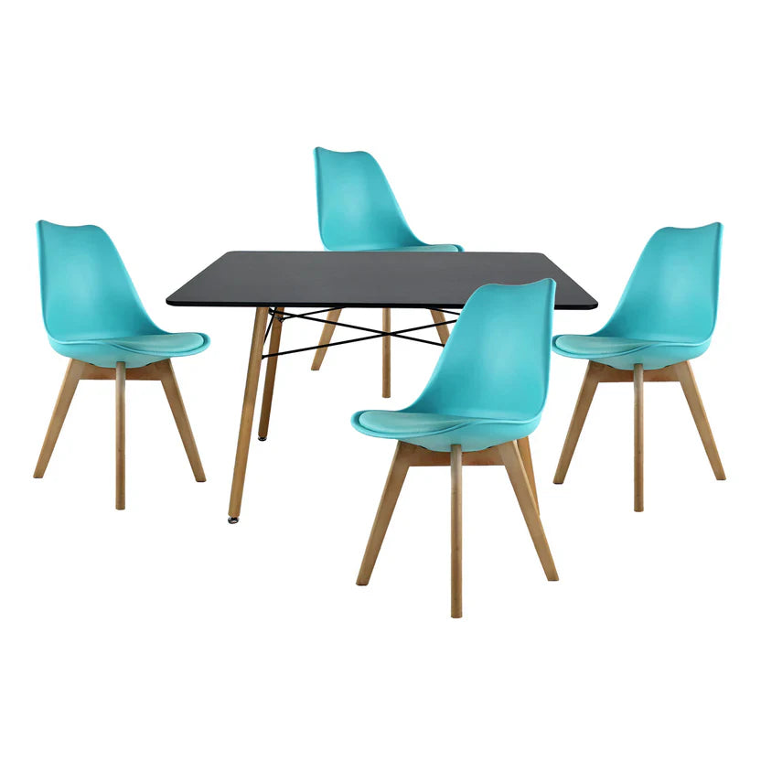 Comedor Frankfurt con Mesa Eames Rectangular 1.20m Negro