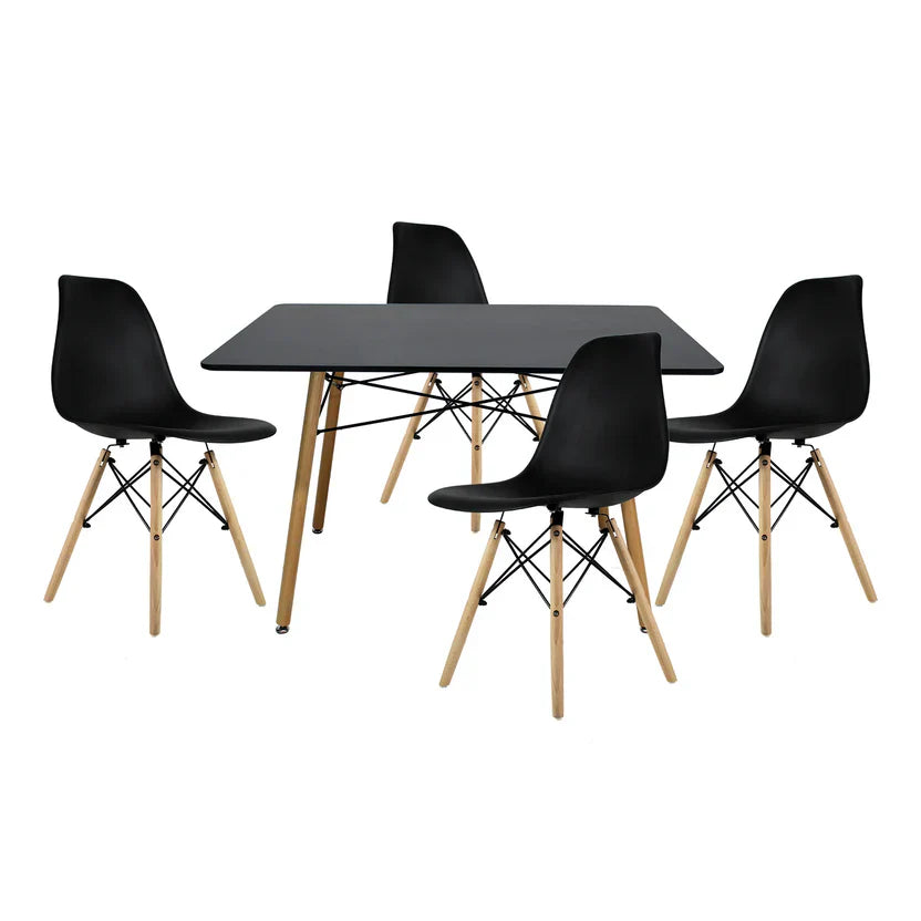 Comedor Eames Rectangular Mel Negro 120cm