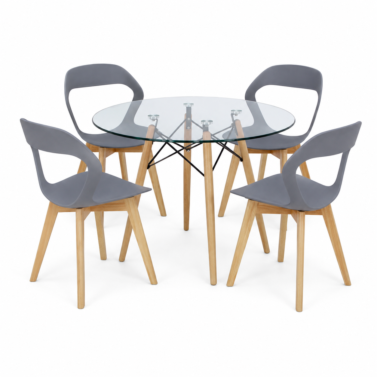 Comedor Moura Mesa 0.80m Cristal Eames 4 Personas
