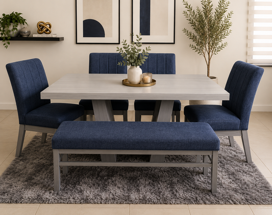 Comedor para 6 Personas Tachuela V Con Banca