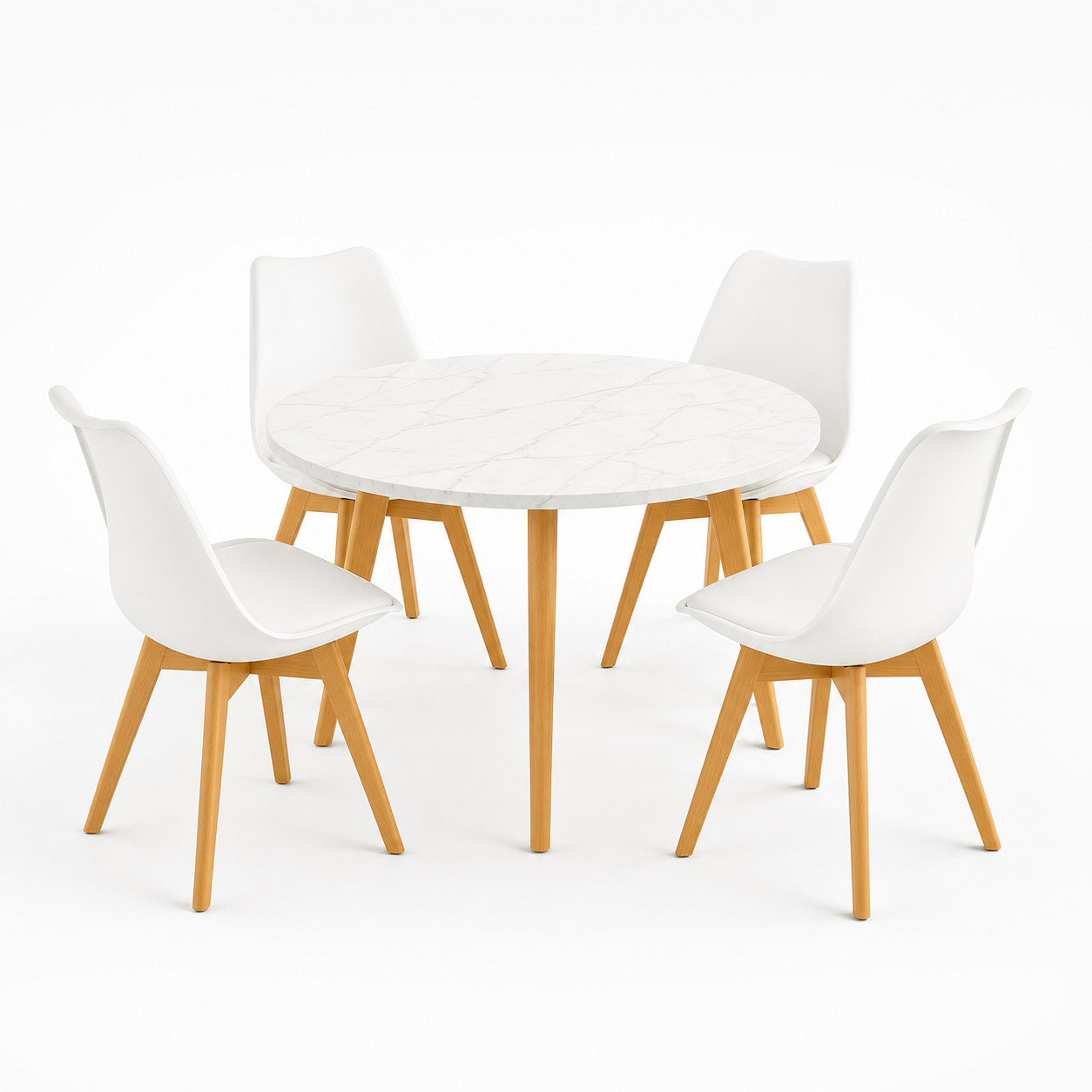 Comedor para 4 Personas Frankfurt Mesa Tipo Mármol Blanco