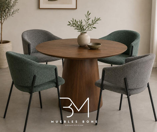 Comedor Chapa 100cm + 4 Personas con Sillas Isolla