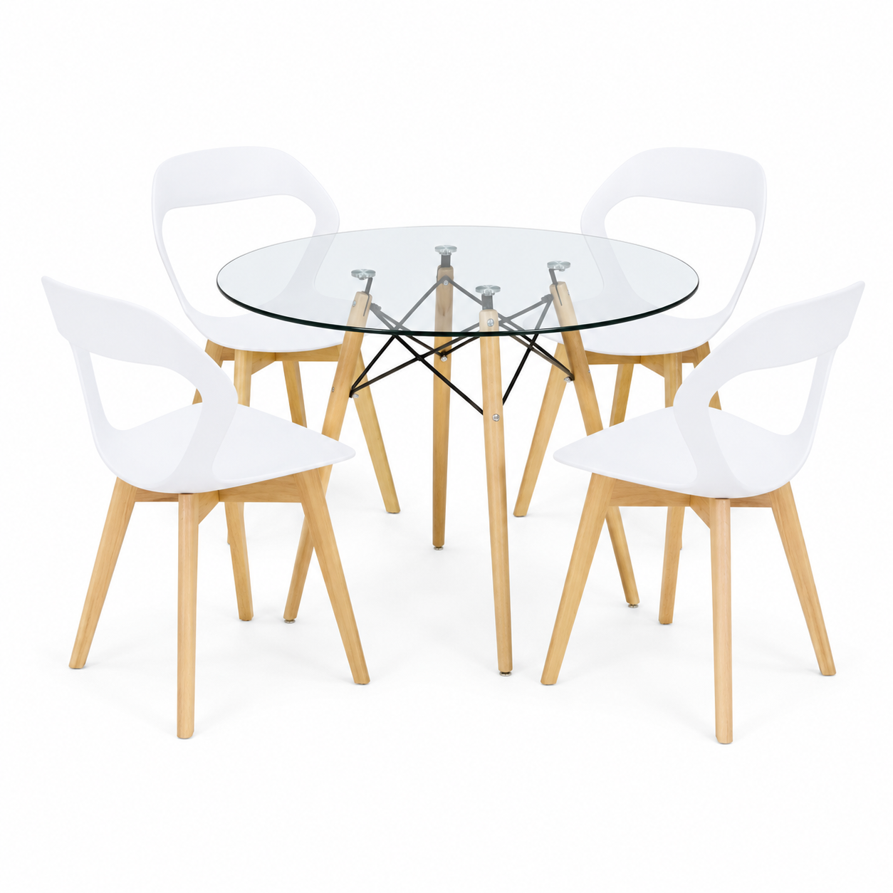 Comedor Moura Mesa 0.80m Cristal Eames 4 Personas