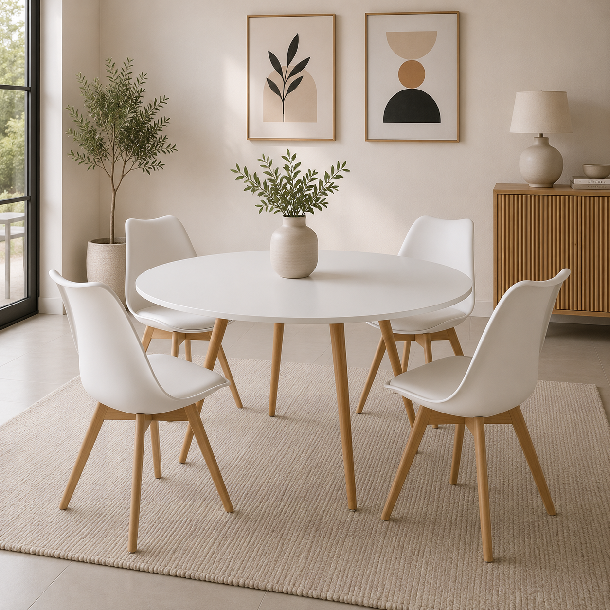 Mesa Frnakfurt de 1m + 4 sillas