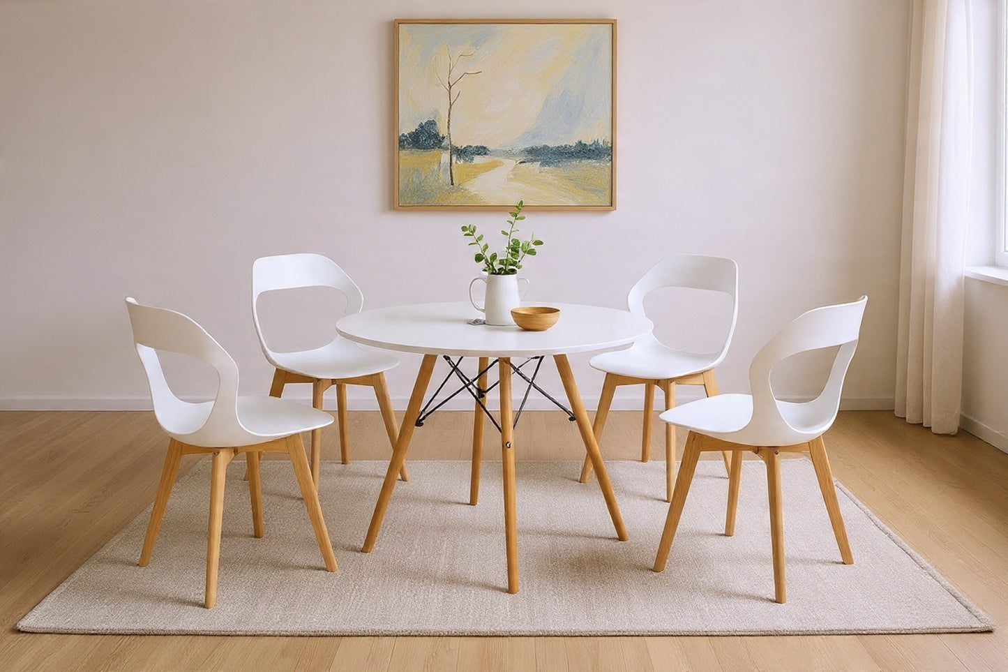 Comedor Moura con Mesa Eames 0.80m Blanco