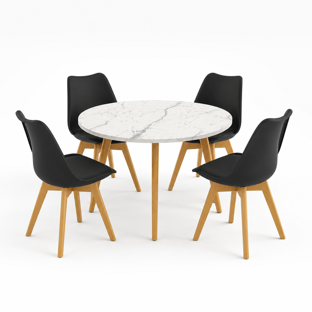 Comedor para 4 Personas Frankfurt Mesa Tipo Mármol Blanco