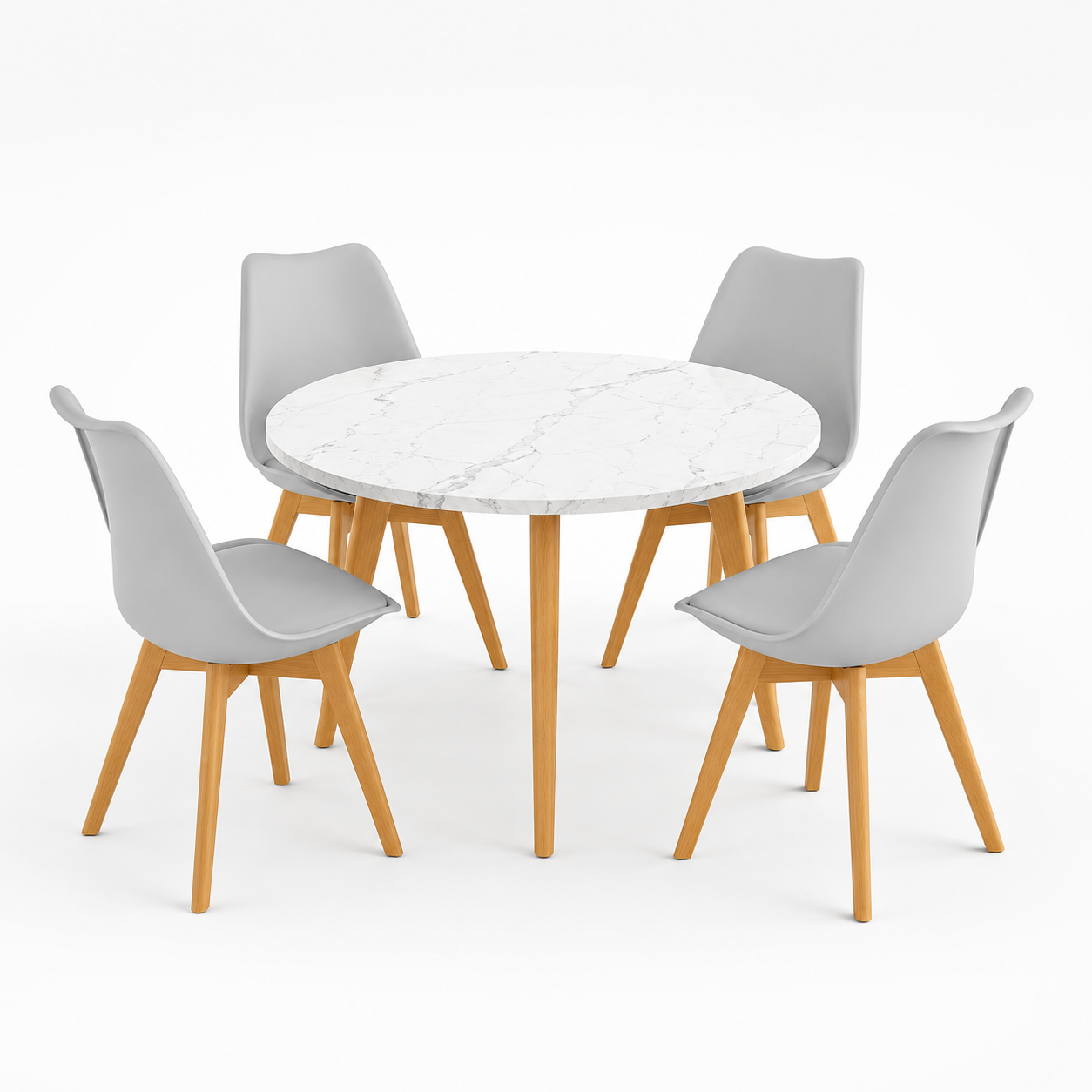 Comedor para 4 Personas Frankfurt Mesa Tipo Mármol Blanco