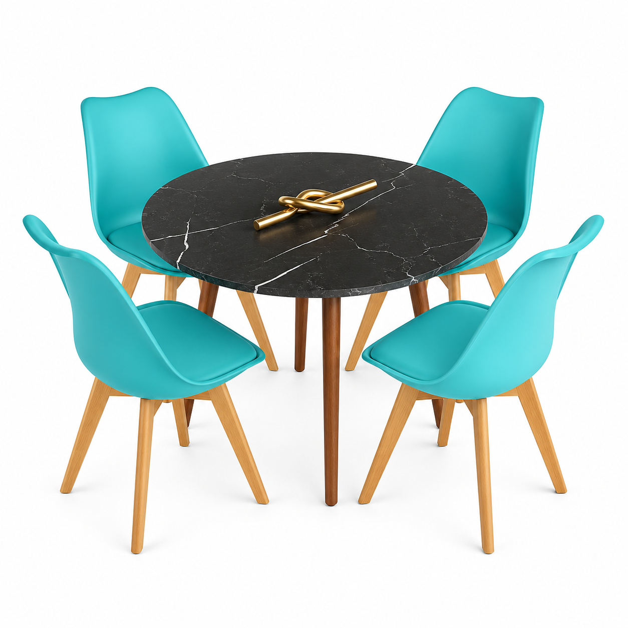 Comedor para 4 Personas Frankfurt Mesa Tipo Mármol Negro