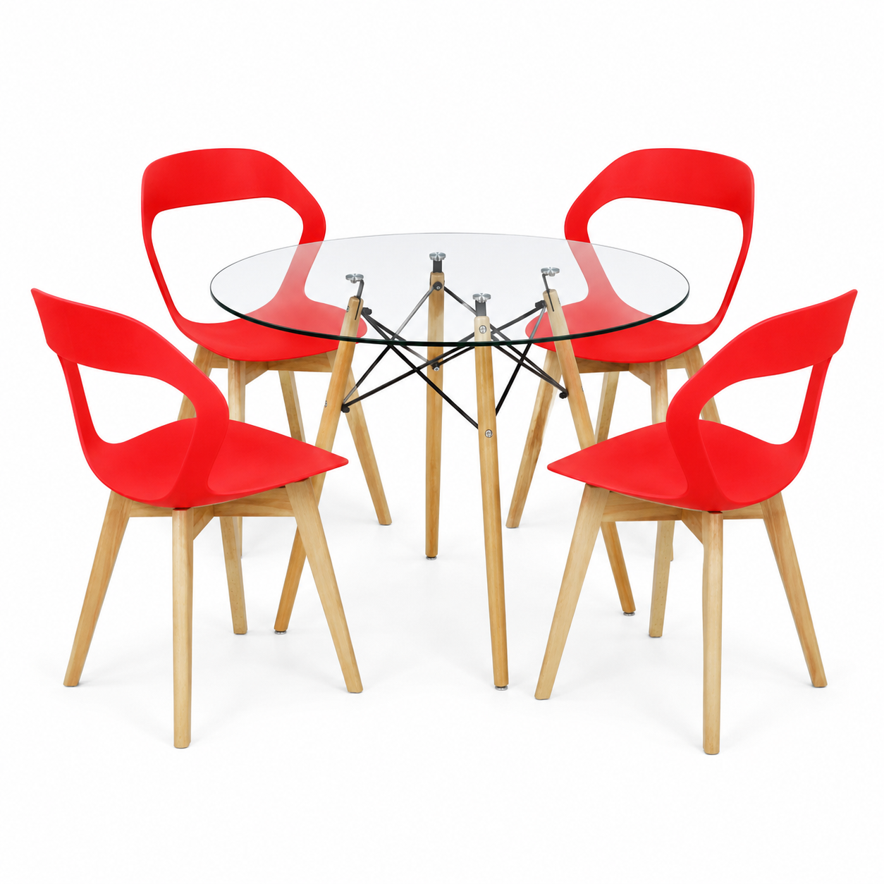 Comedor Moura Mesa 0.80m Cristal Eames 4 Personas