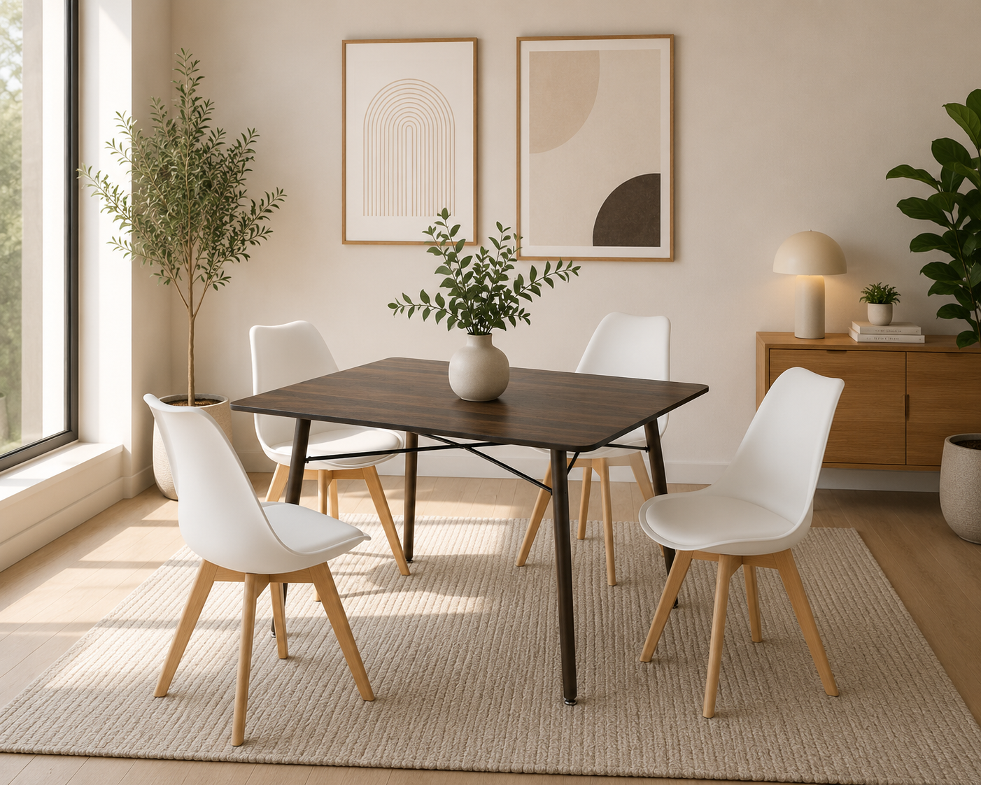 Comedor Frankfurt con Mesa Eames Rectangular 1.20m Nogal