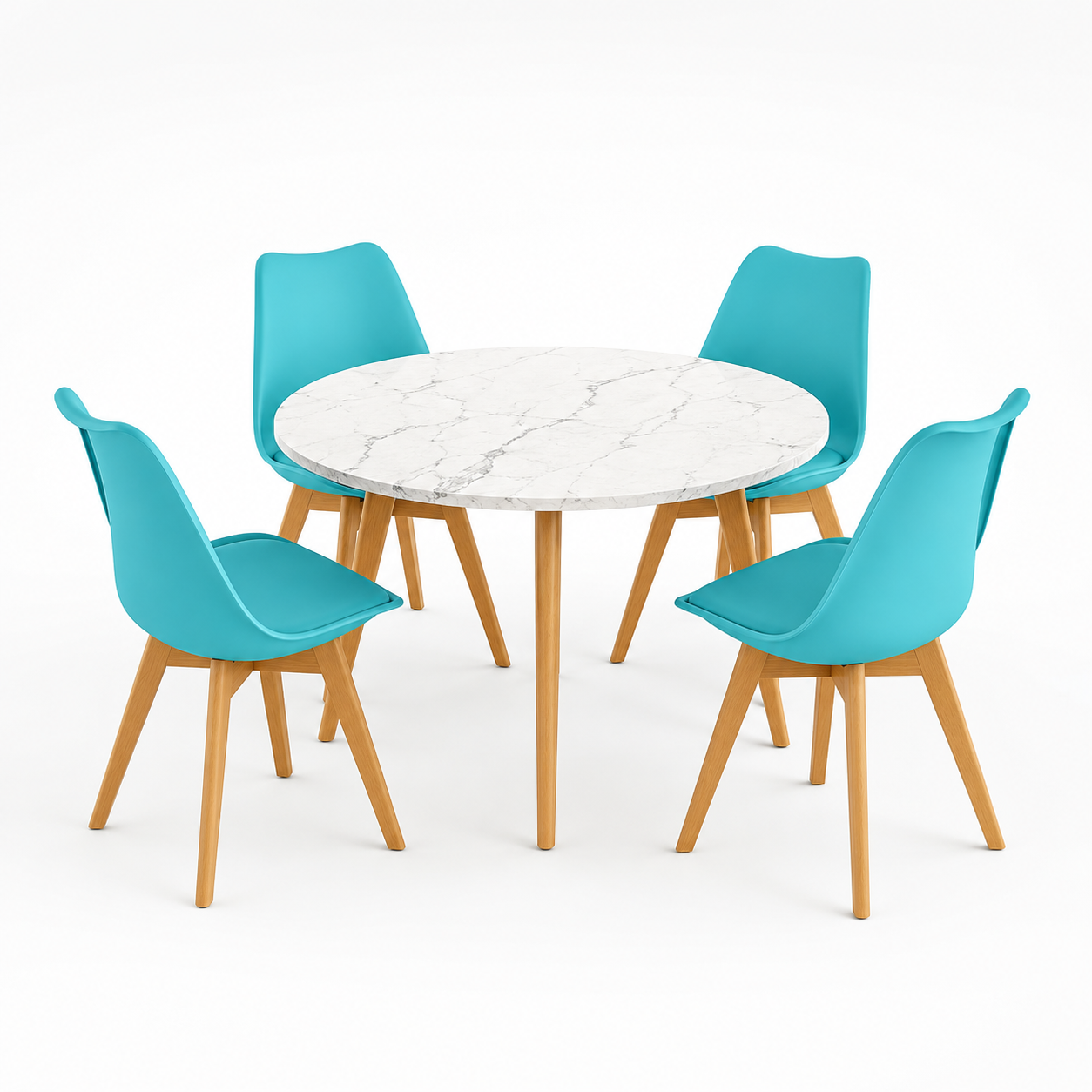 Comedor para 4 Personas Frankfurt Mesa Tipo Mármol Blanco