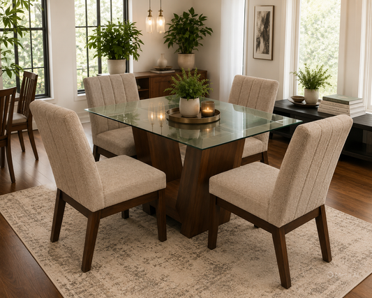 Comedor para 4 Personas Tachuela V Cristal