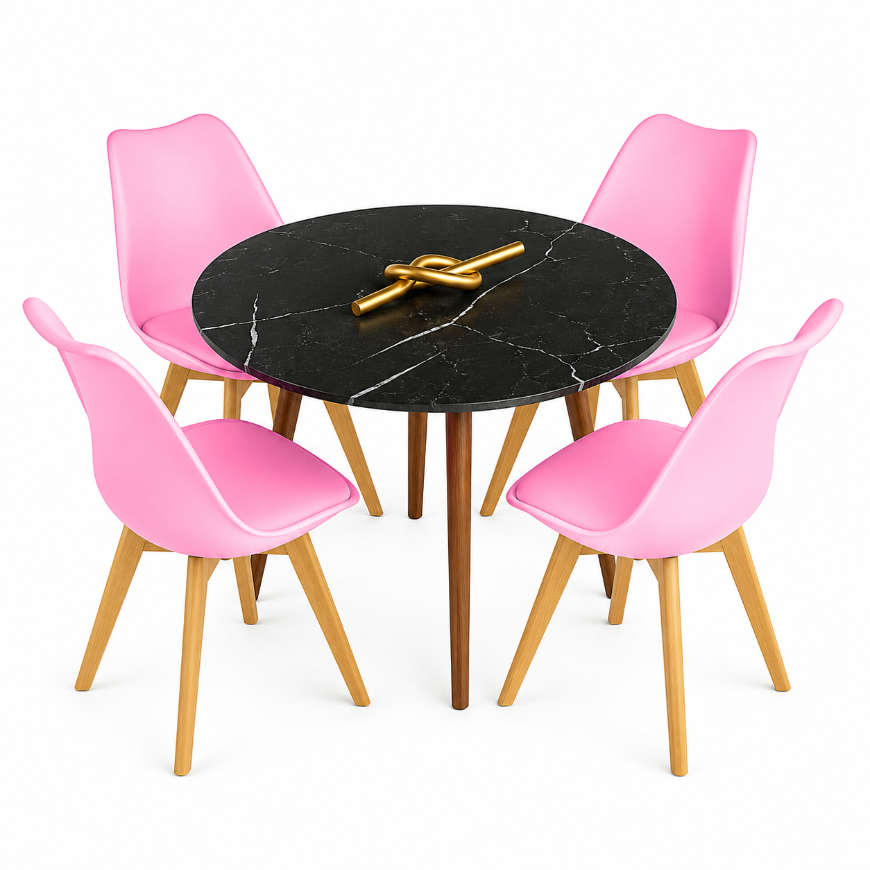Comedor para 4 Personas Frankfurt Mesa Tipo Mármol Negro
