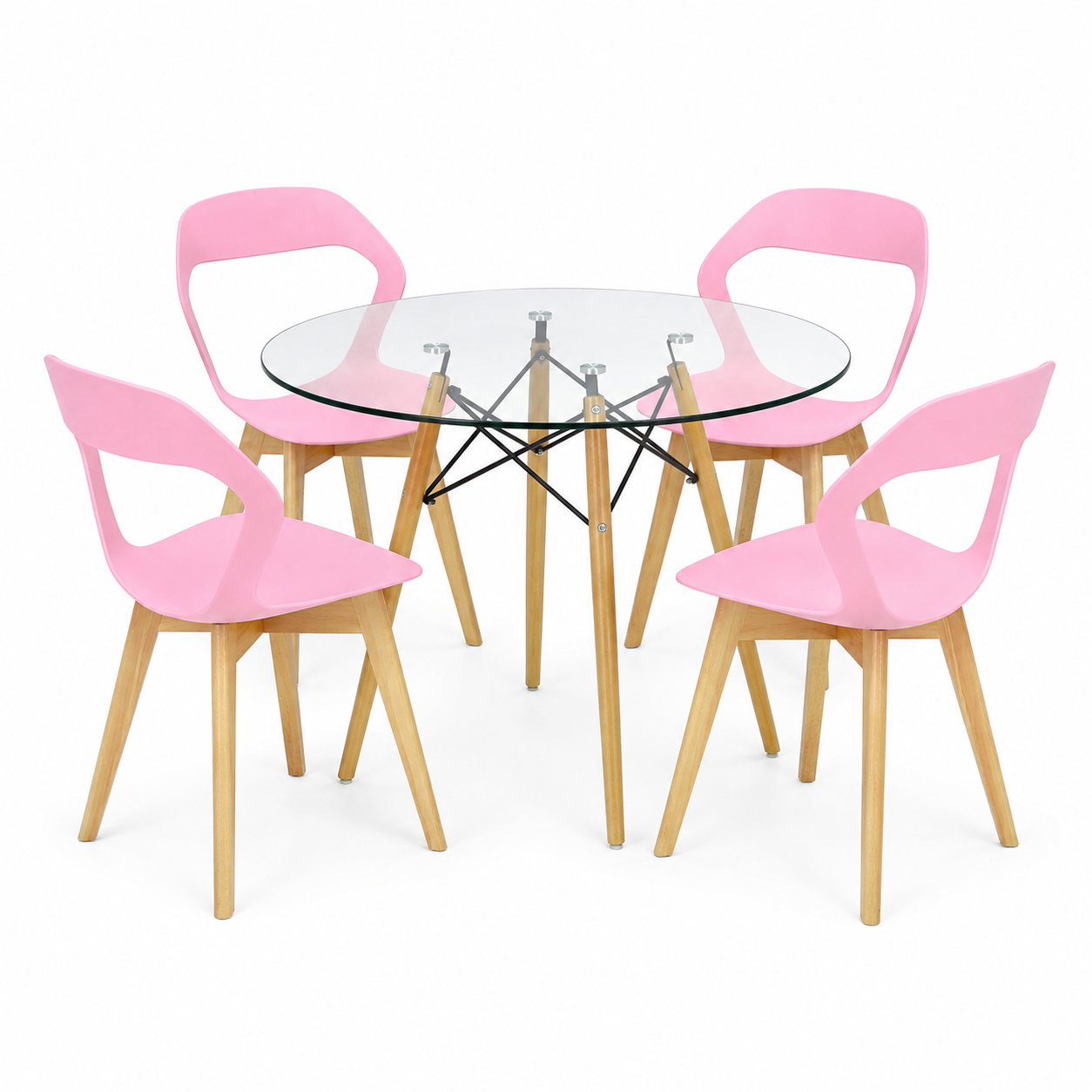 Comedor Moura Mesa 0.80m Cristal Eames 4 Personas