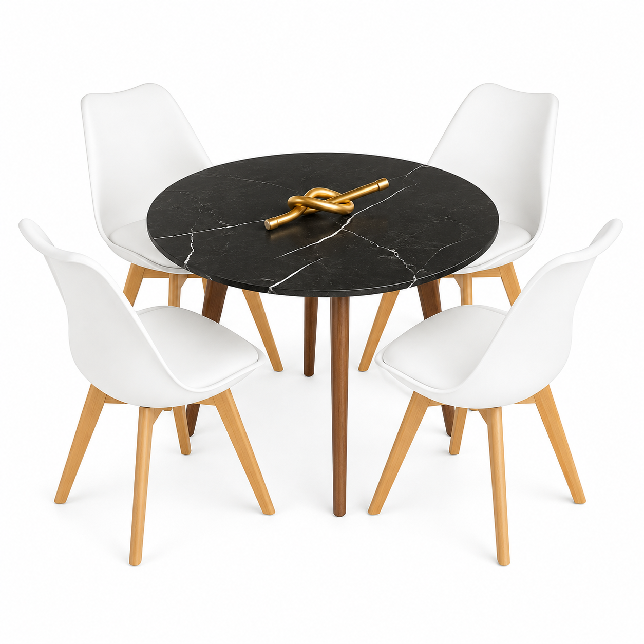 Comedor para 4 Personas Frankfurt Mesa Tipo Mármol Negro