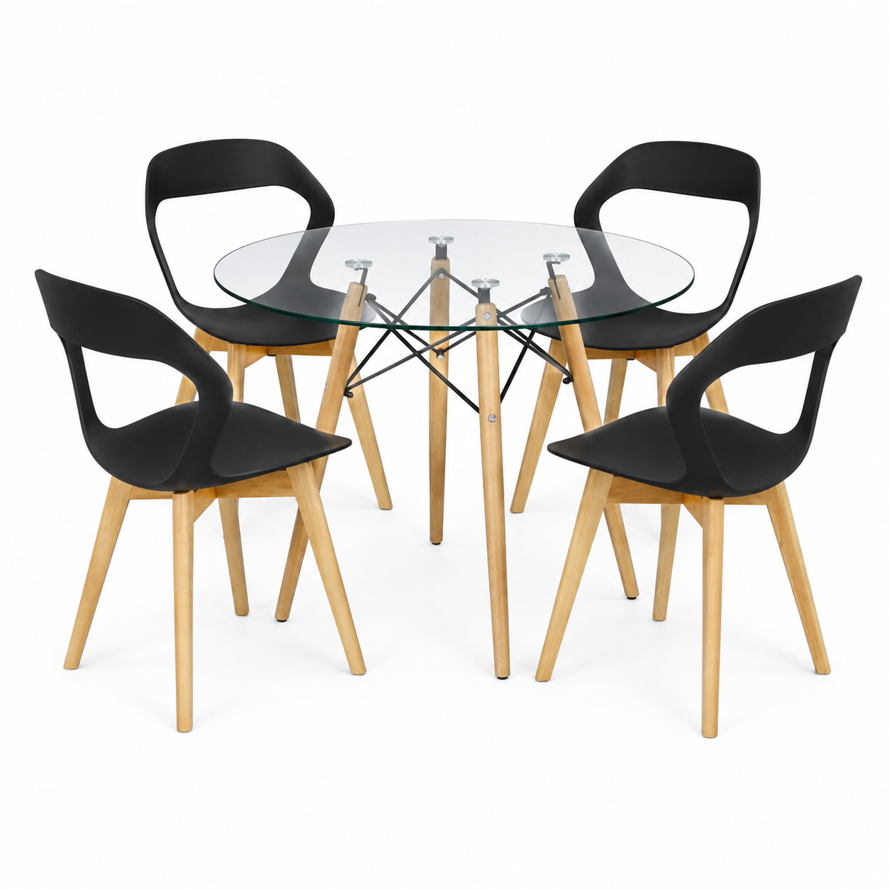 Comedor Moura Mesa 0.80m Cristal Eames 4 Personas