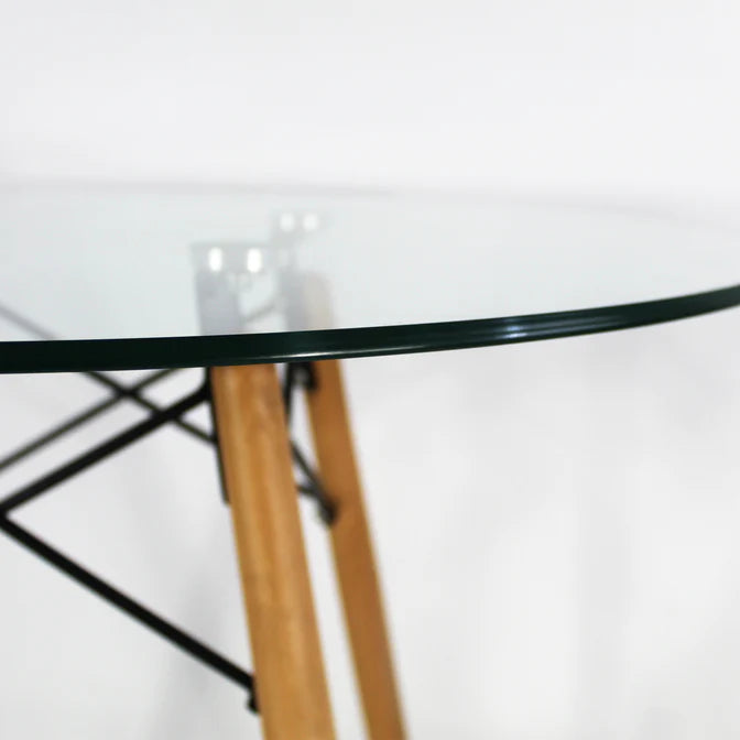 Mesa Eames Circular de .80cm D en Cristal