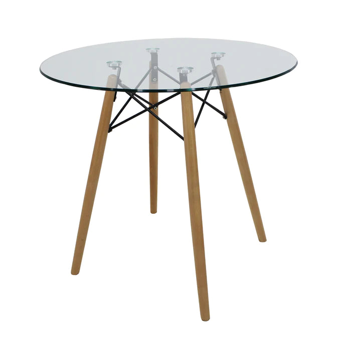 Mesa Eames Circular de .80cm D en Cristal