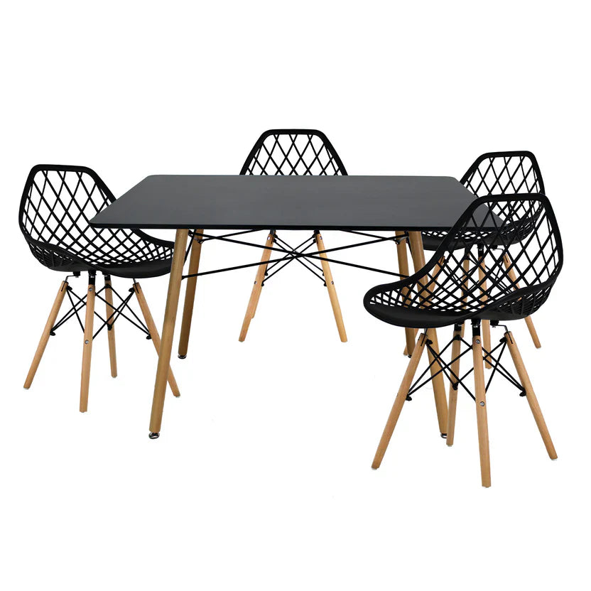 Comedor Vento 1.20m Rectangular Mel Negro