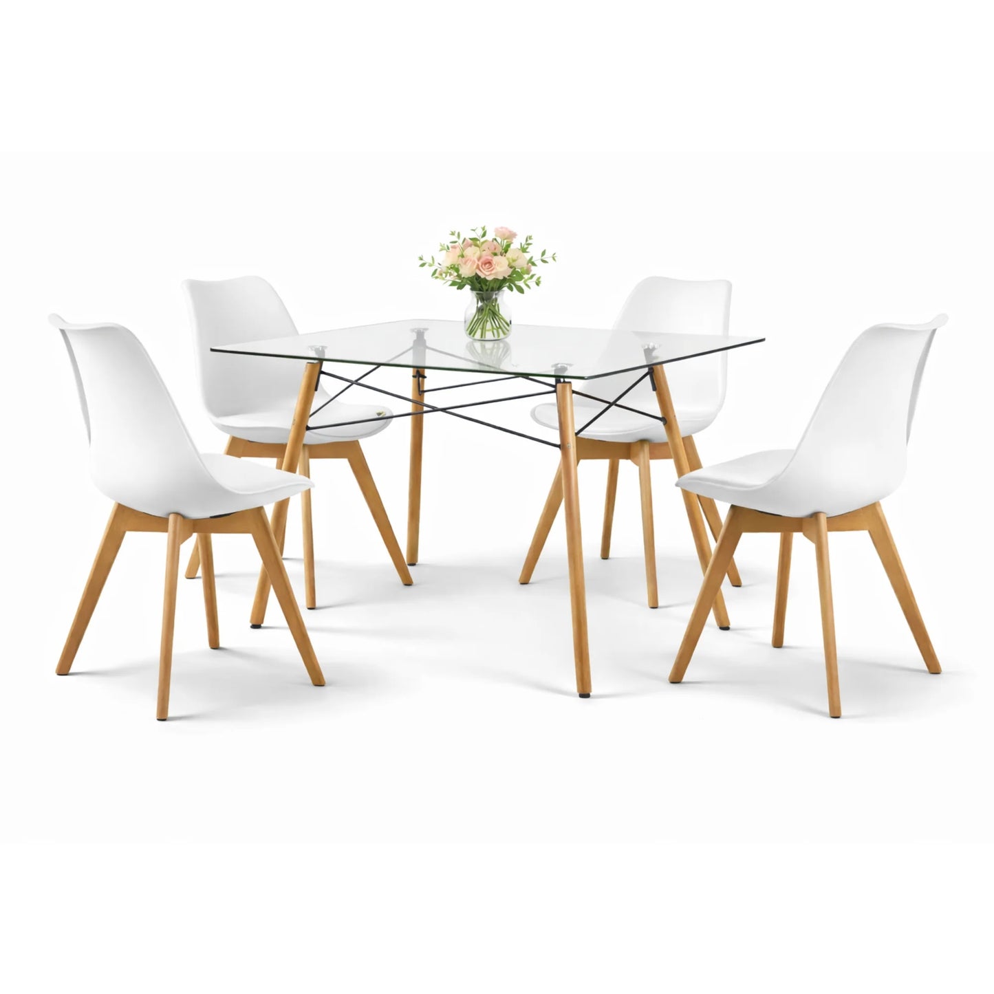 Comedor Frankfurt Mesa Eames de Cristal 1.20m