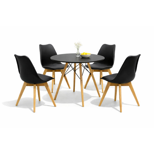 Comedor Frankfurt con Mesa Eames 0.80m Negro