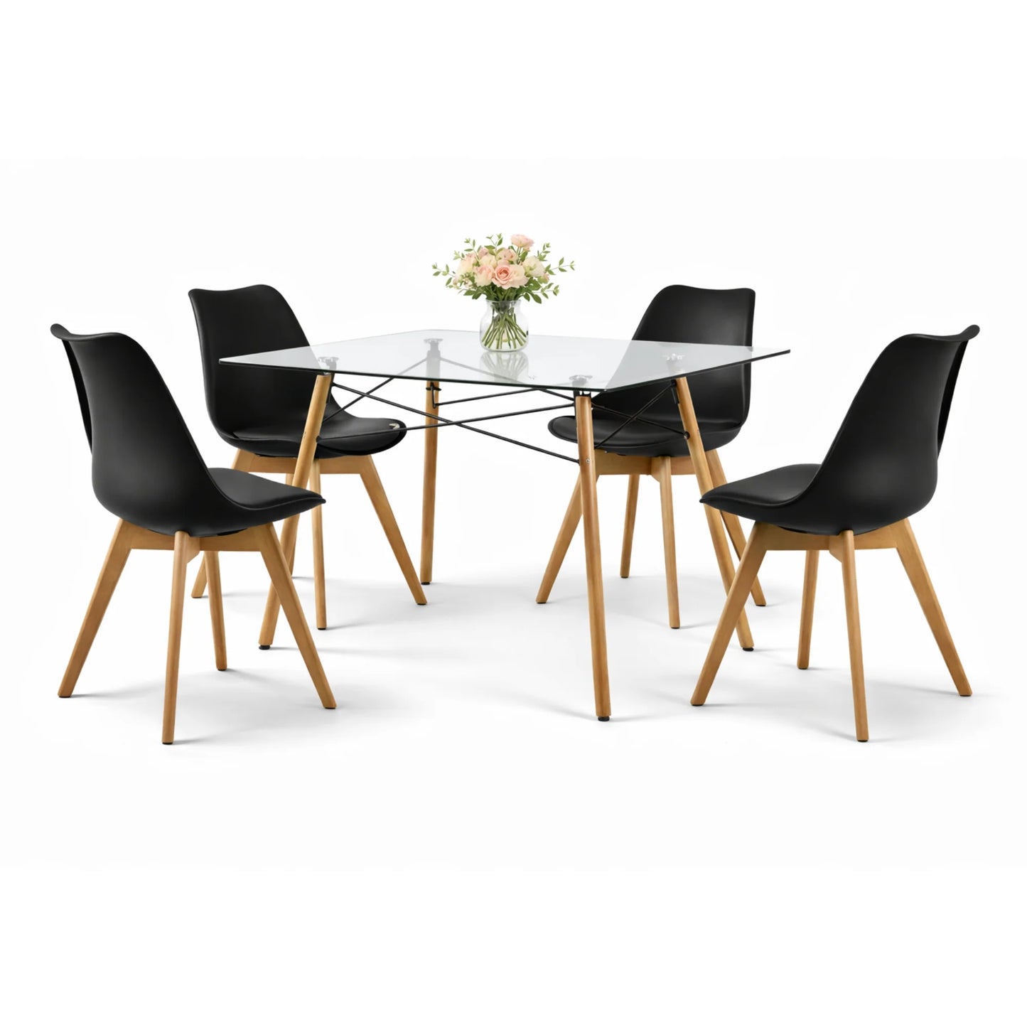 Comedor Frankfurt Mesa Eames de Cristal 1.20m