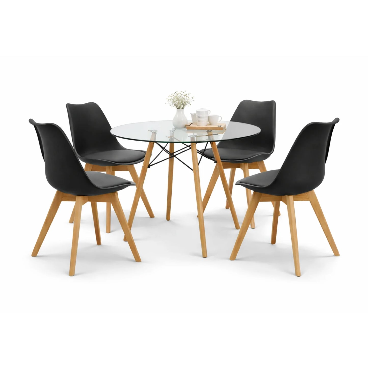 Comedor Frankfurt Mesa Eames de Cristal 0.80m