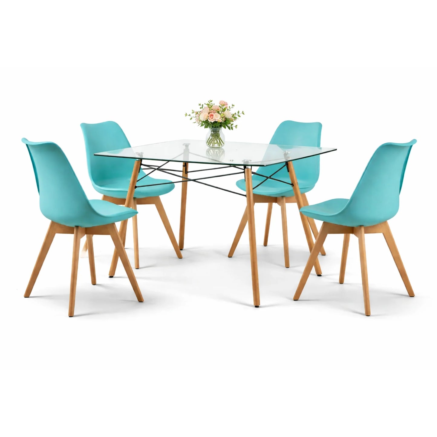 Comedor Frankfurt Mesa Eames de Cristal 1.20m