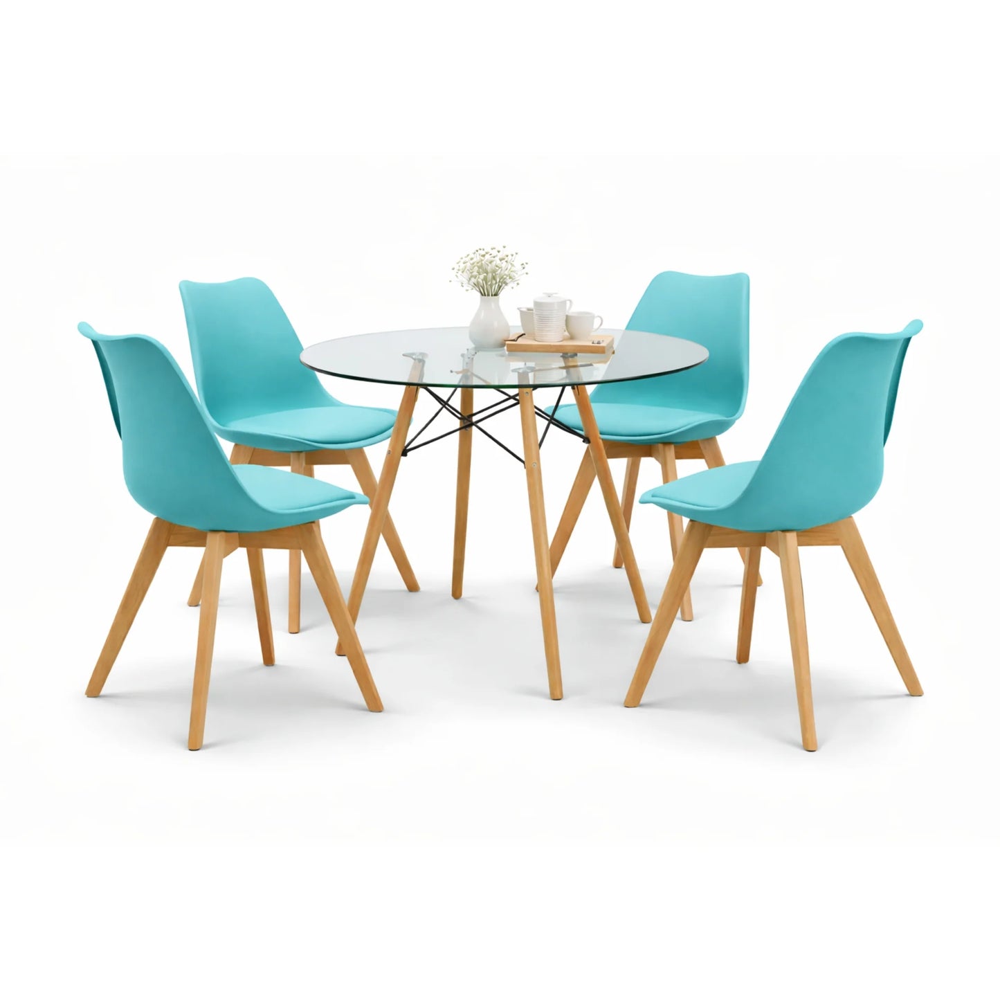 Comedor Frankfurt Mesa Eames de Cristal 0.80m