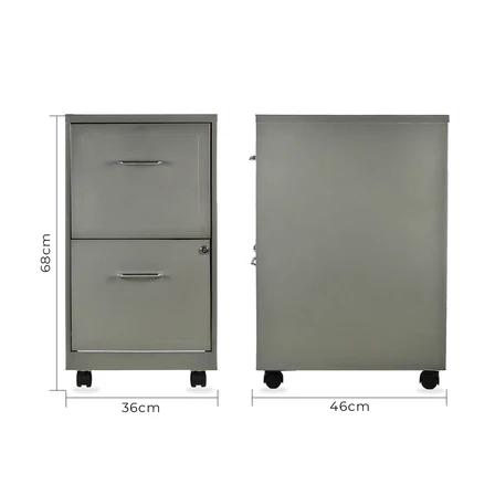 Archivero 2 Gavetas Móvil Gris