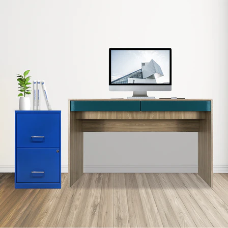 Archivero 2 Gavetas Color Azul Metálico